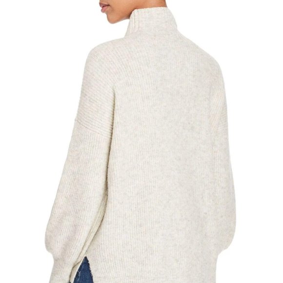 French Connection Womens Oatmeal  Balloon Sleeve Ribbed Turtleneck Pullover  S - Picture 2 of 6